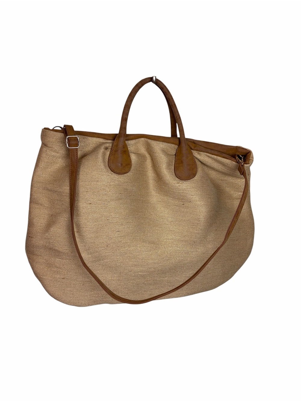 Deux Lux Gold & Tan Large Bag, Faux Leather Handles, Crossbody Strap